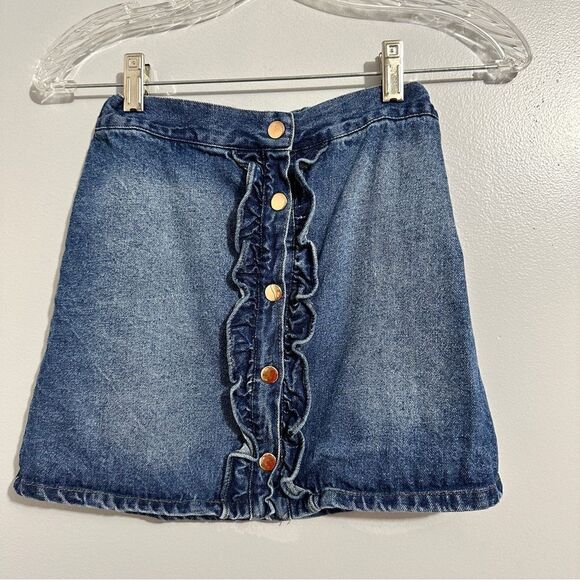 Tommy Bahama girls Jean skirt button-down front with ruffle size 10/12 - Picture 1 of 5